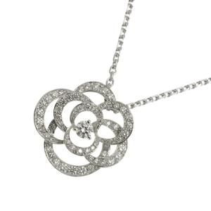 CHANEL Camellia Diamond Necklace, Medium, 40cm, K18 WG White Gold 750, Flower...